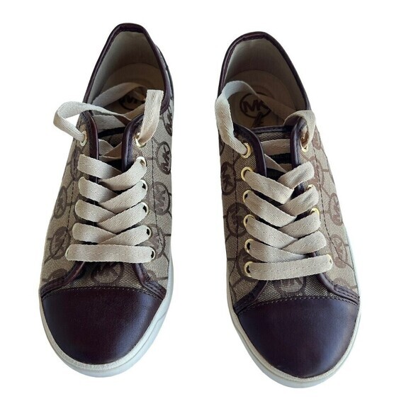MICHAEL KORS City Sneaker Signature MK Jacquard Brown Size 6.5‎ - Picture 8 of 16